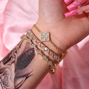 3 piece Gold and icy Silver sparkling Bracelet Set